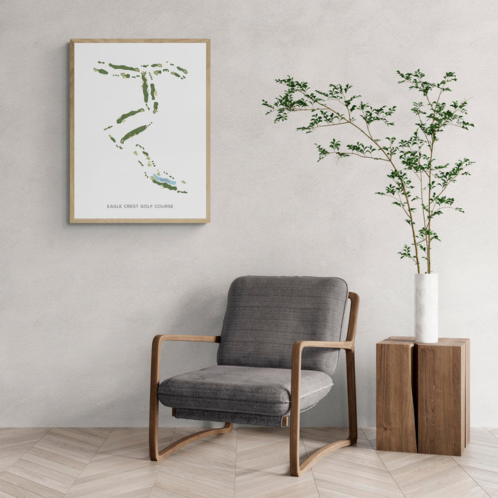 Modern Map of Eagle Crest Golf Course with a comfy armchair and large plant