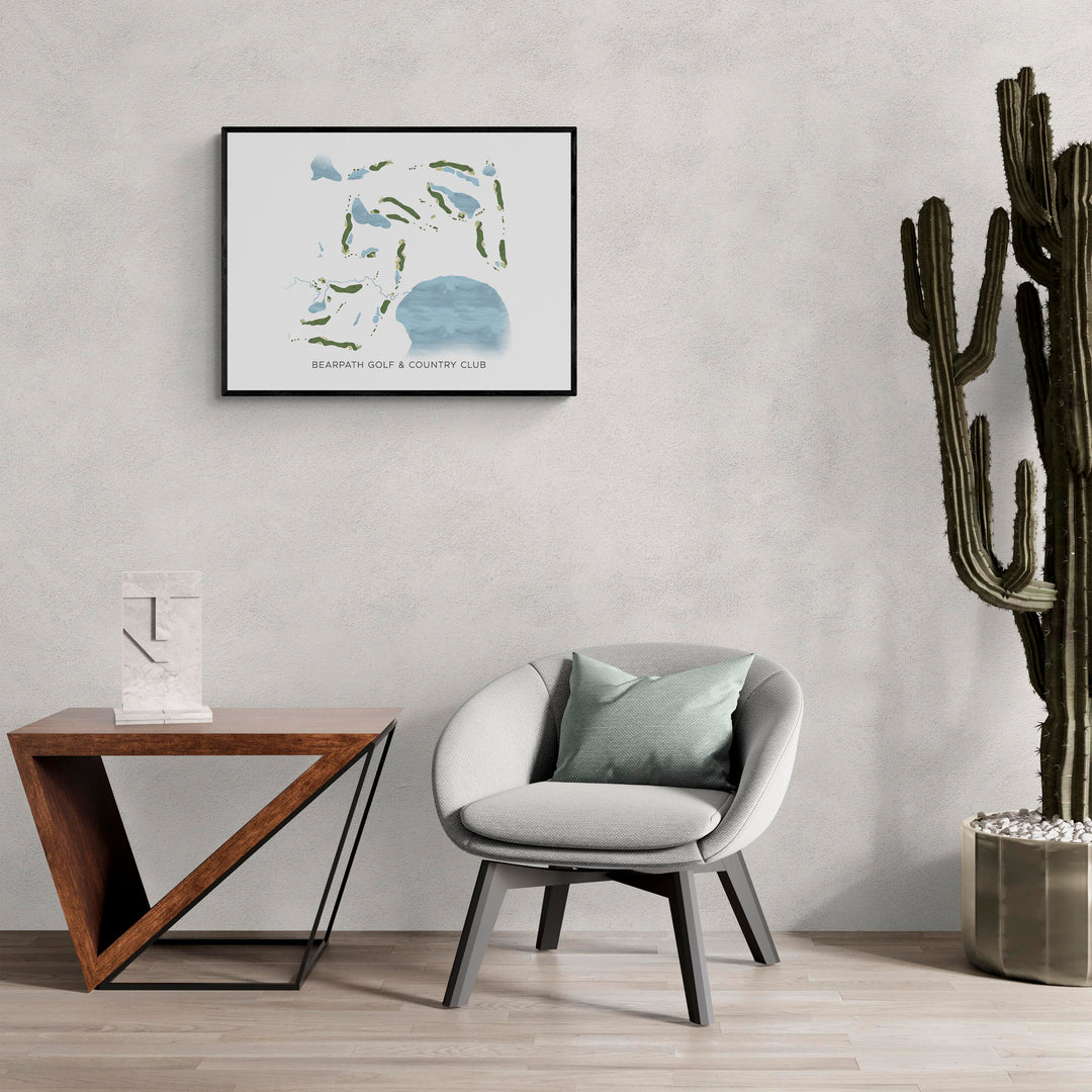 Modern Map of Bearpath Golf & Country Club in a living room with large cactus plant