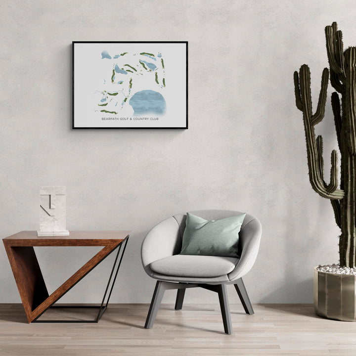 Modern Map of Bearpath Golf & Country Club in a living room with large cactus plant