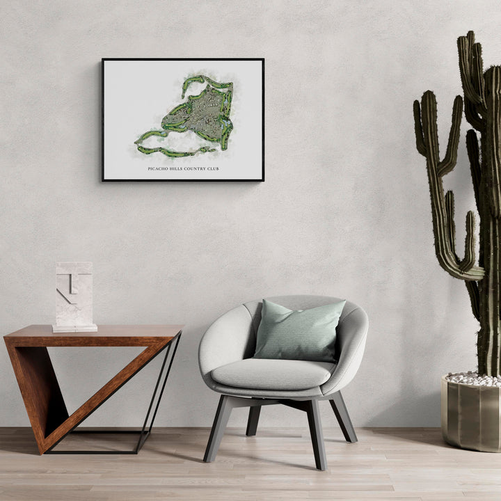 Classic Map of Picacho Hills Country Club in a living room with large cactus plant