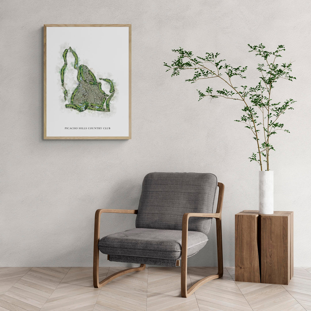 Classic Map of Picacho Hills Country Club with a comfy armchair and large plant