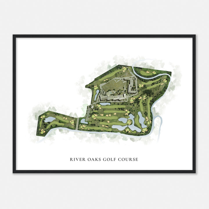 Print of River Oaks Golf Course Classic Map