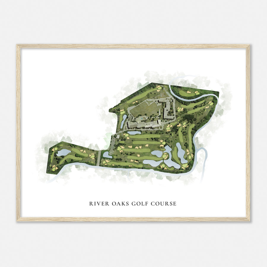 Print of River Oaks Golf Course Classic Map