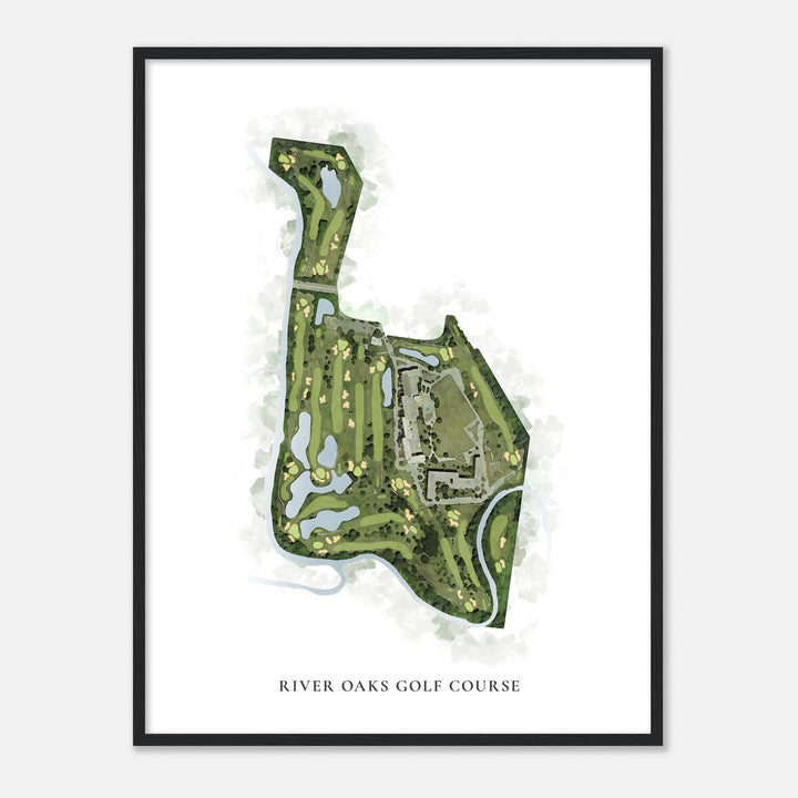Print of River Oaks Golf Course Classic Map