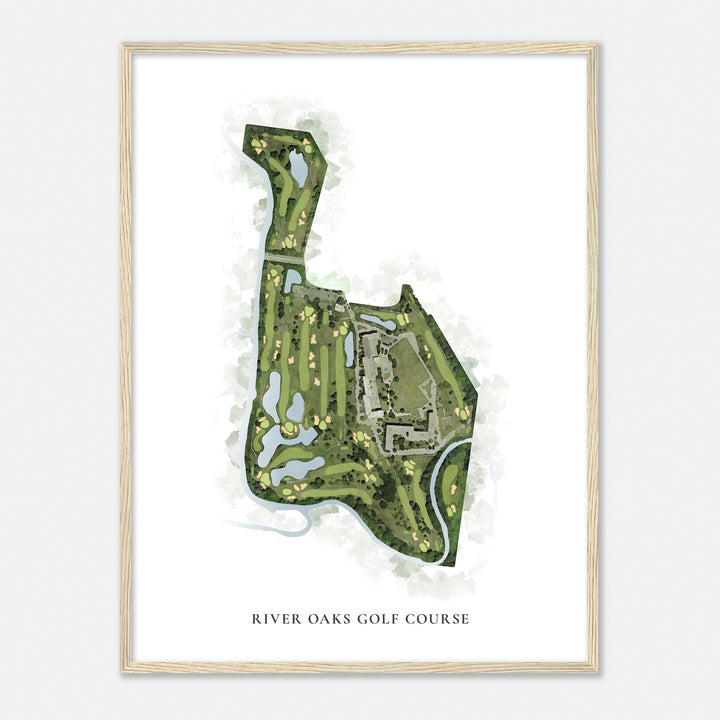 Print of River Oaks Golf Course Classic Map