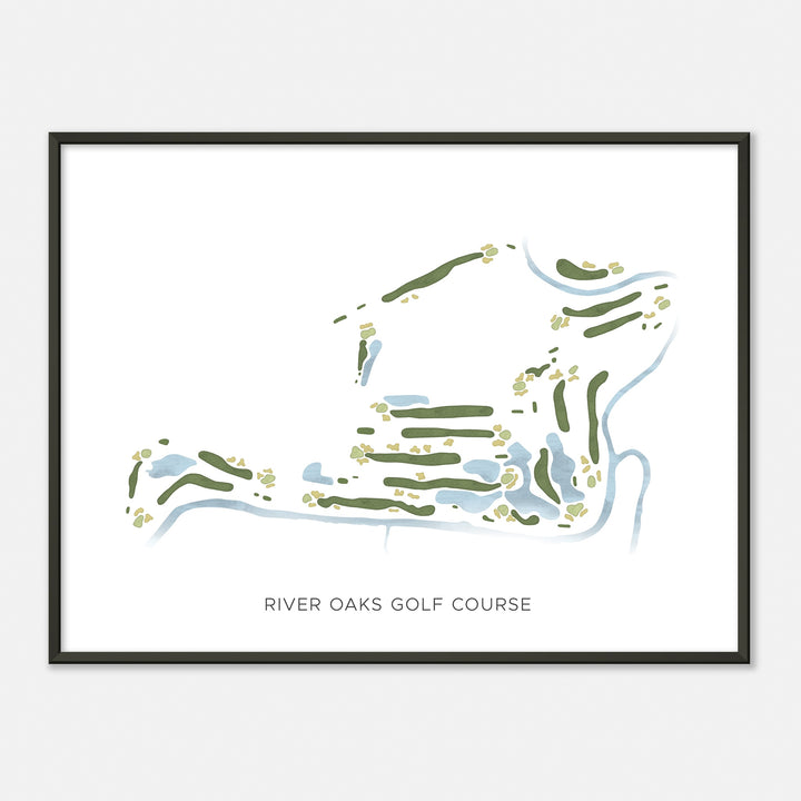 Print of River Oaks Golf Course Modern Map