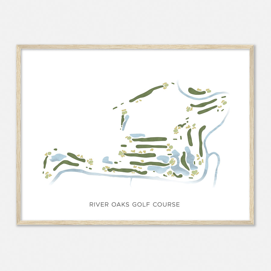 Print of River Oaks Golf Course Modern Map