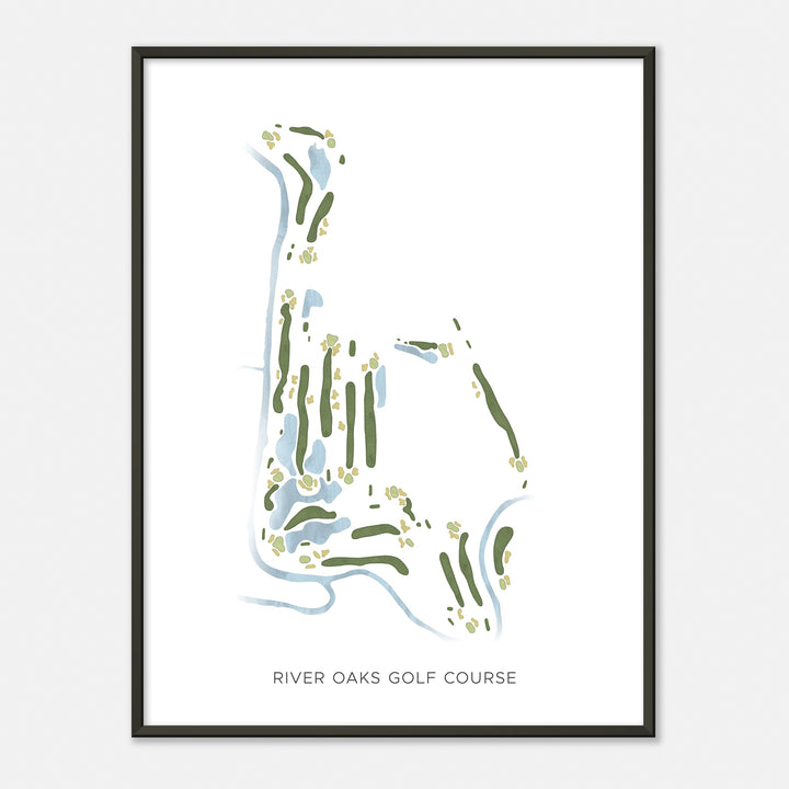 Print of River Oaks Golf Course Modern Map