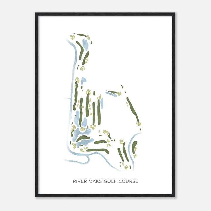 Print of River Oaks Golf Course Modern Map