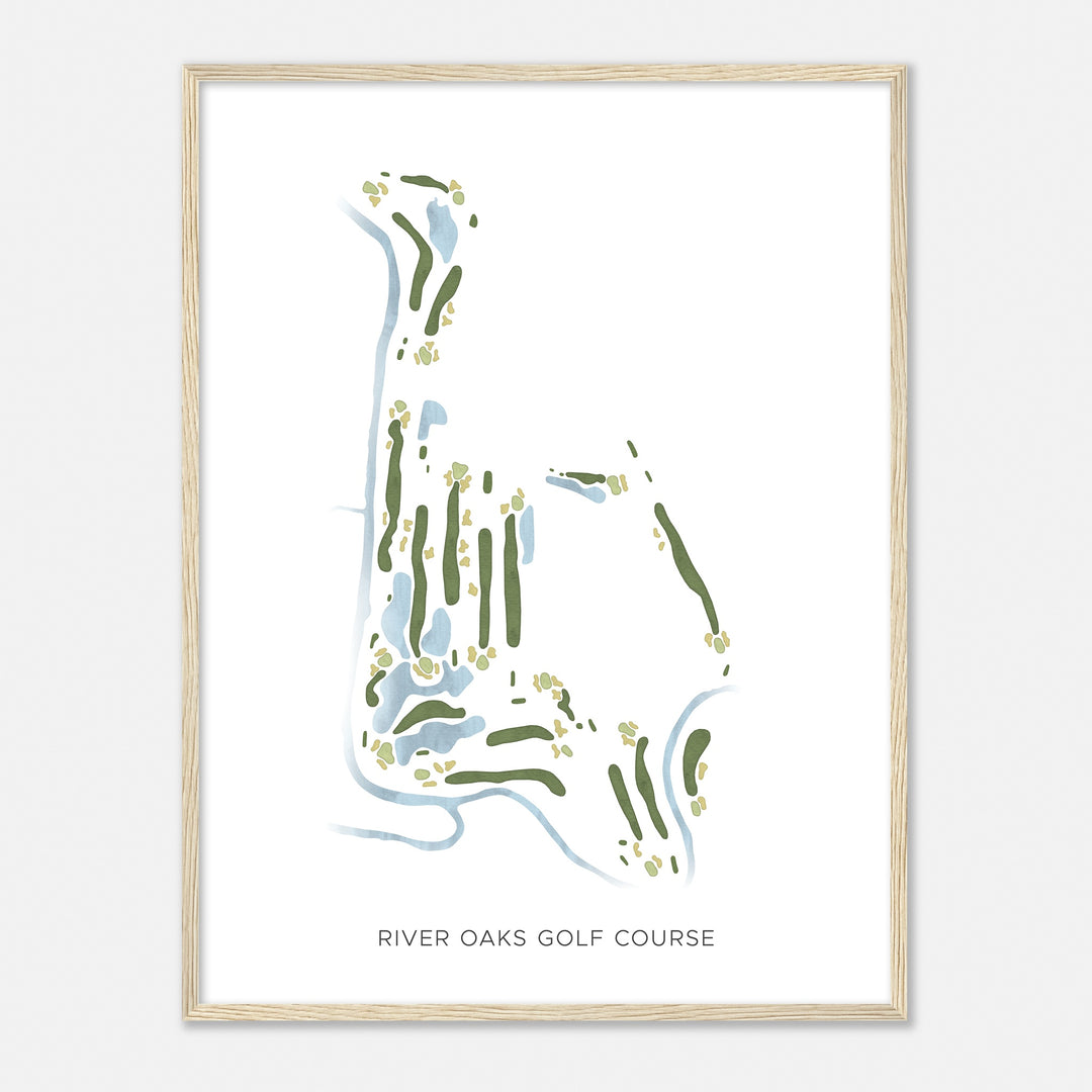 Print of River Oaks Golf Course Modern Map