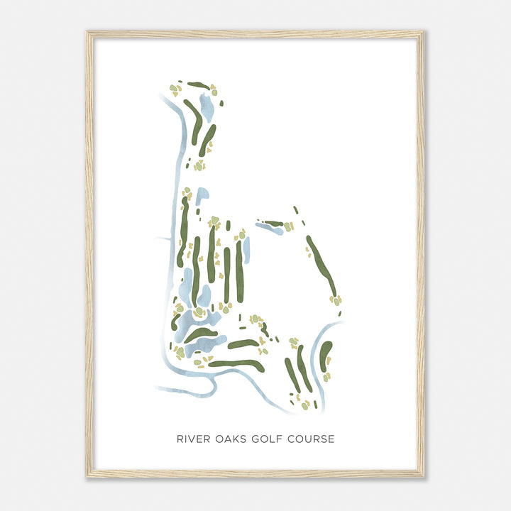 Print of River Oaks Golf Course Modern Map