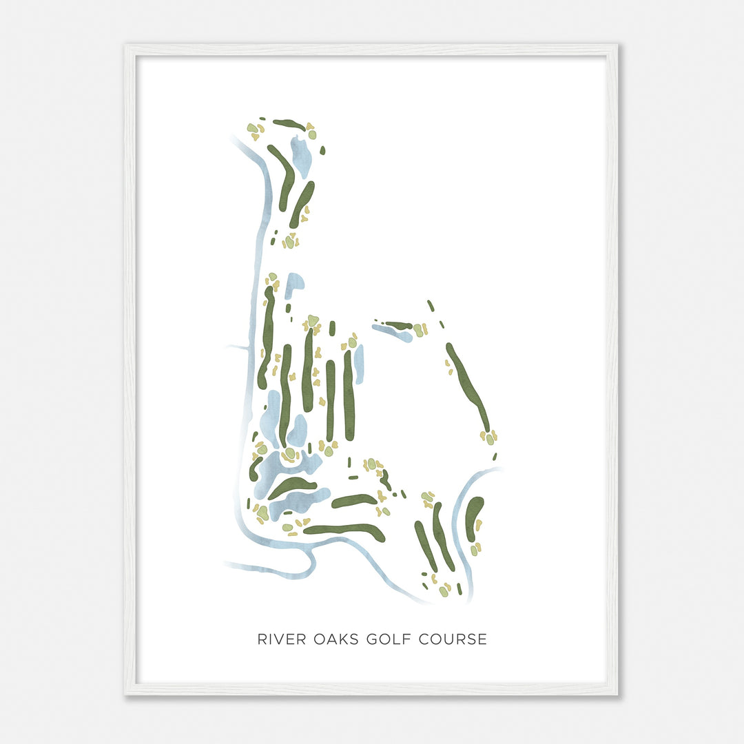 Print of River Oaks Golf Course Modern Map