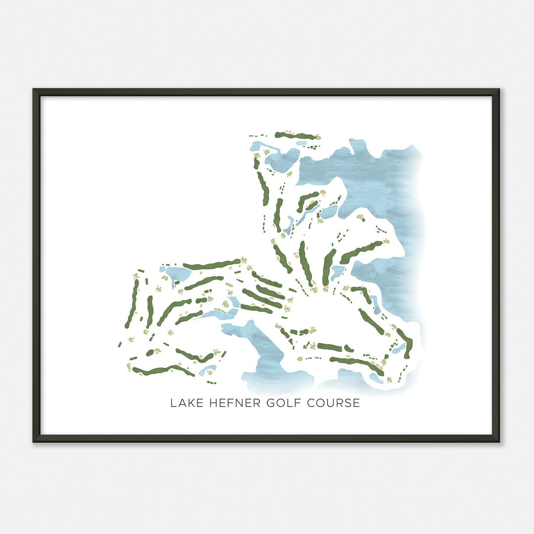 Print of Lake Hefner Golf Course Modern Map