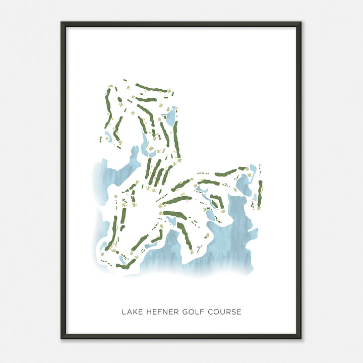 Print of Lake Hefner Golf Course Modern Map