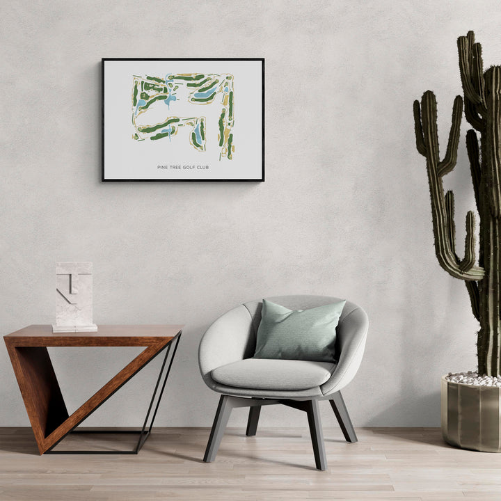 Modern Map of Pine Tree Golf Club in a living room with large cactus plant