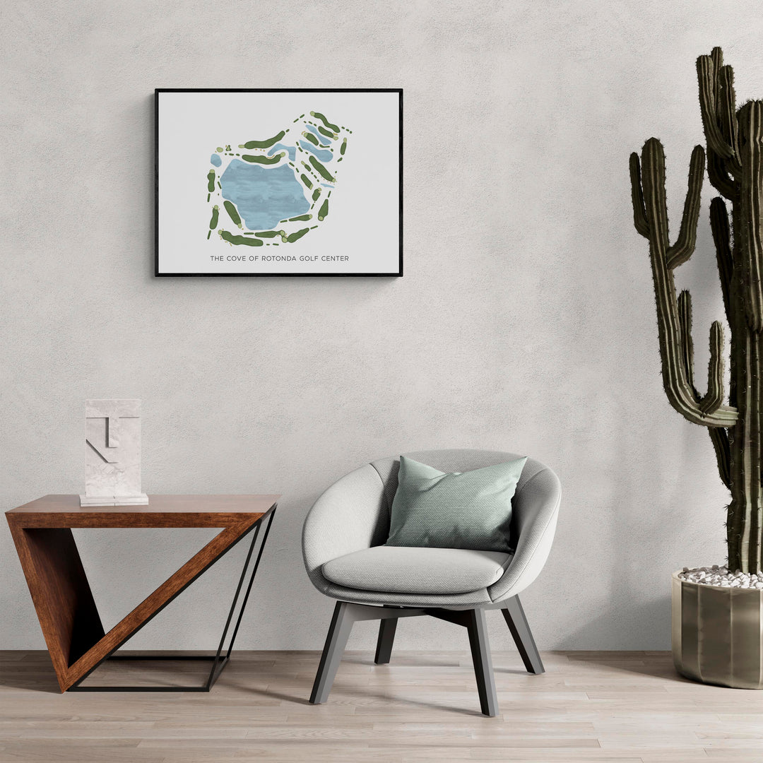 Modern Map of The Cove Of Rotonda Golf Center in a living room with large cactus plant
