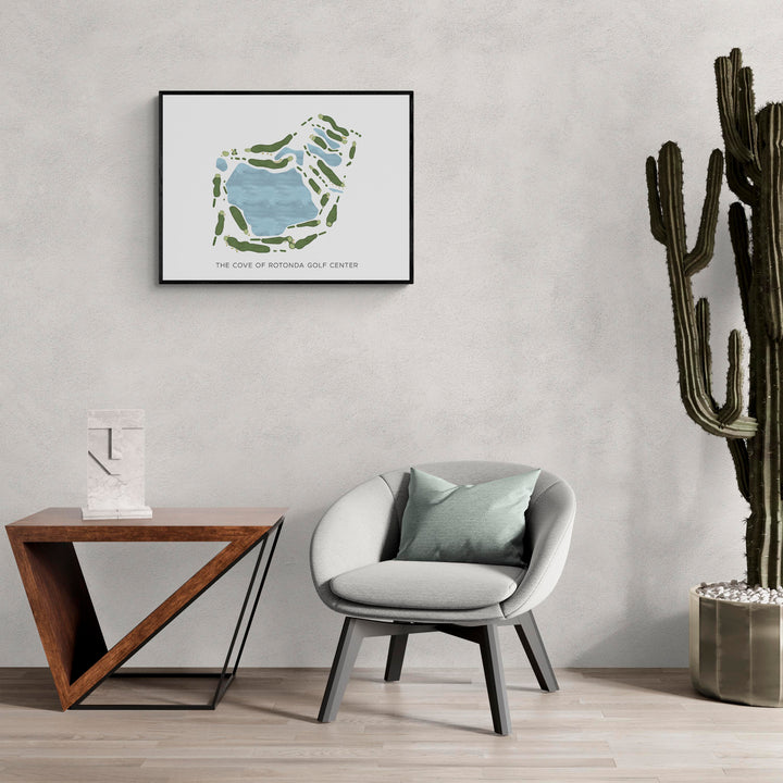 Modern Map of The Cove Of Rotonda Golf Center in a living room with large cactus plant