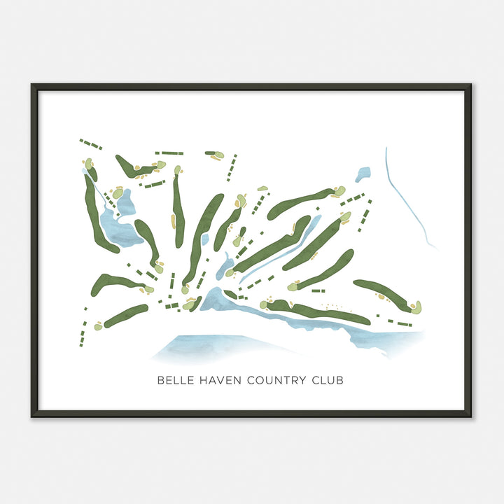 Print of Belle Haven Country Club Modern Map