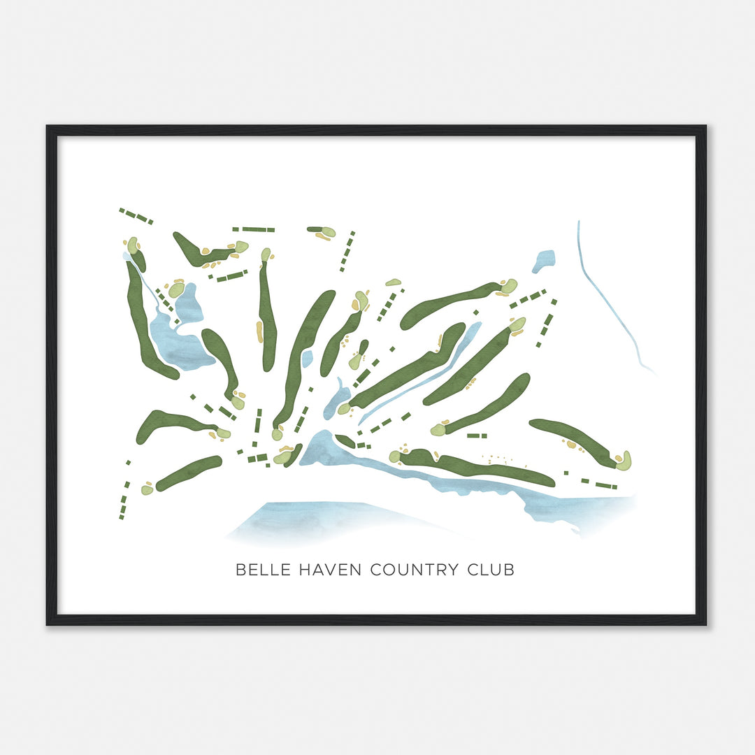 Print of Belle Haven Country Club Modern Map