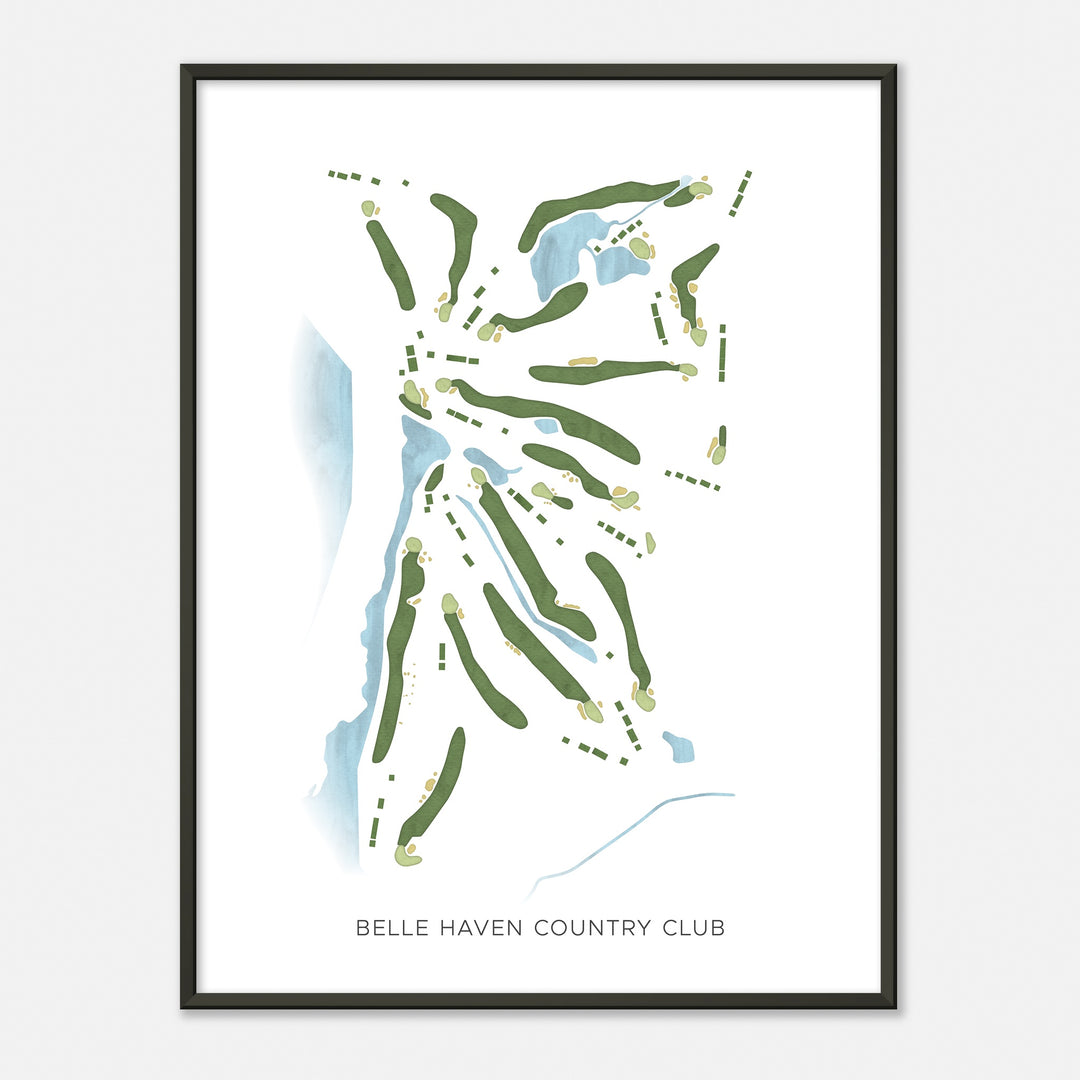 Print of Belle Haven Country Club Modern Map