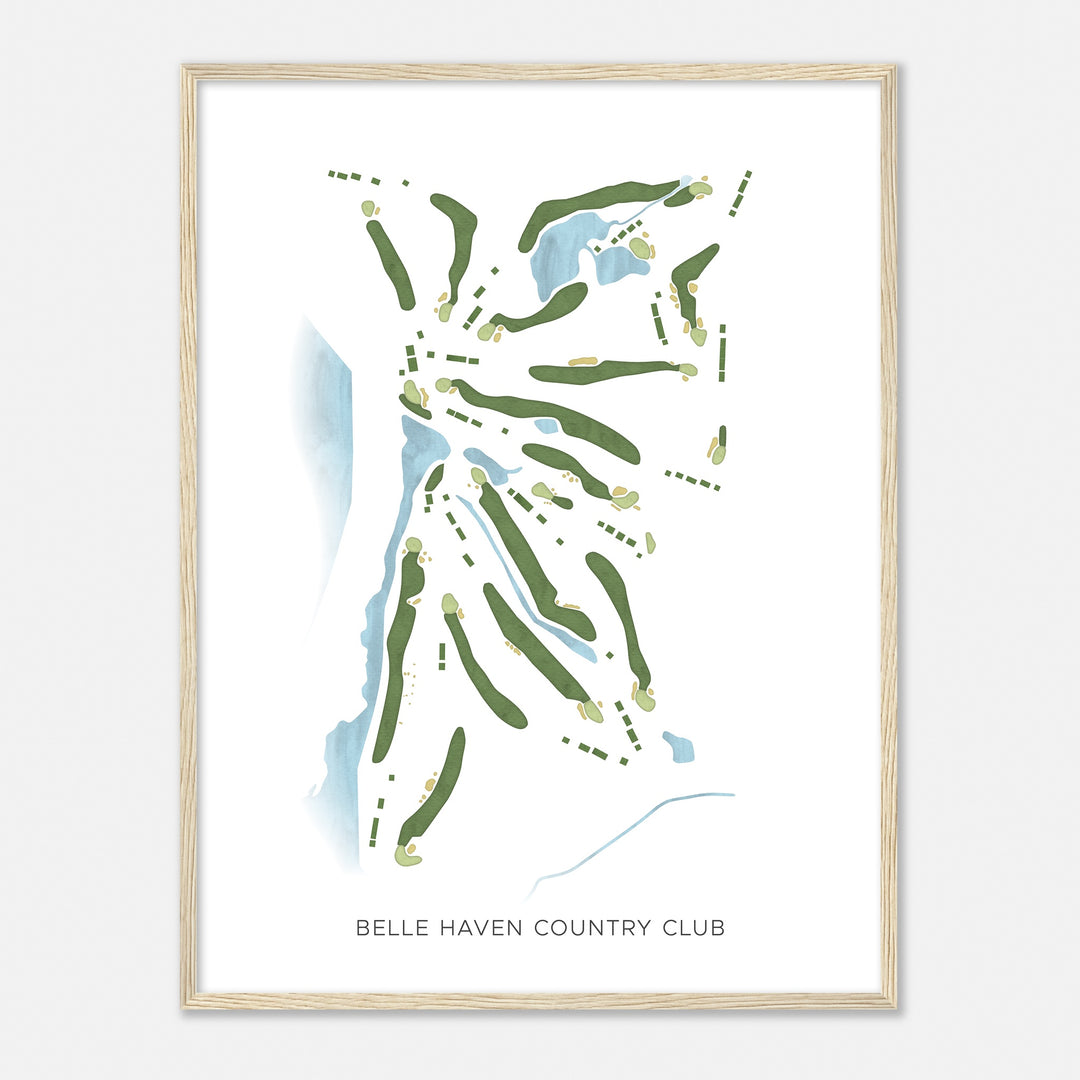 Print of Belle Haven Country Club Modern Map