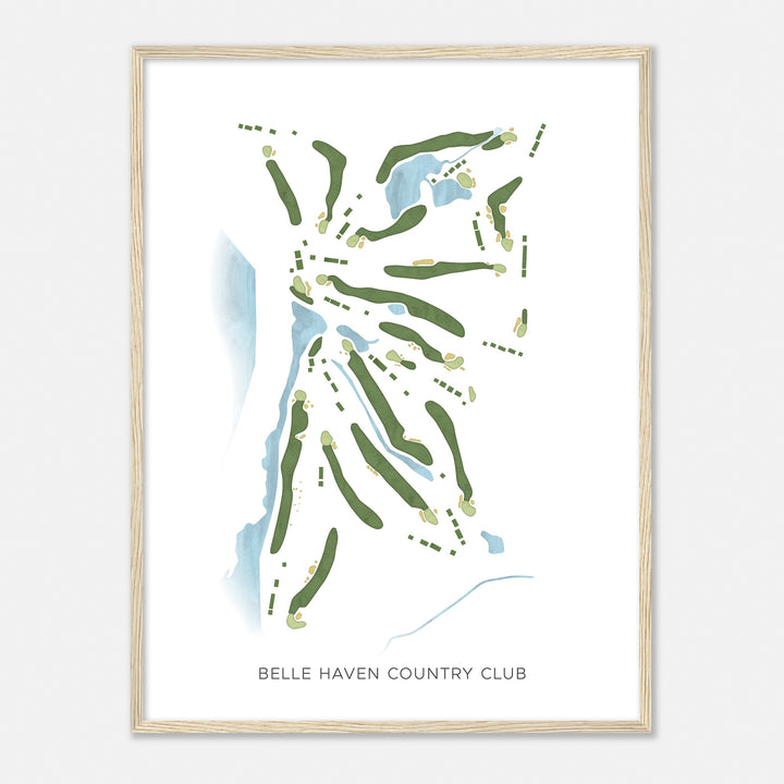 Print of Belle Haven Country Club Modern Map