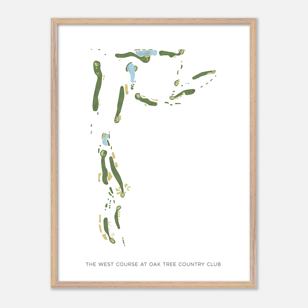 Print of The West Course At Oak Tree Country Club Modern Map
