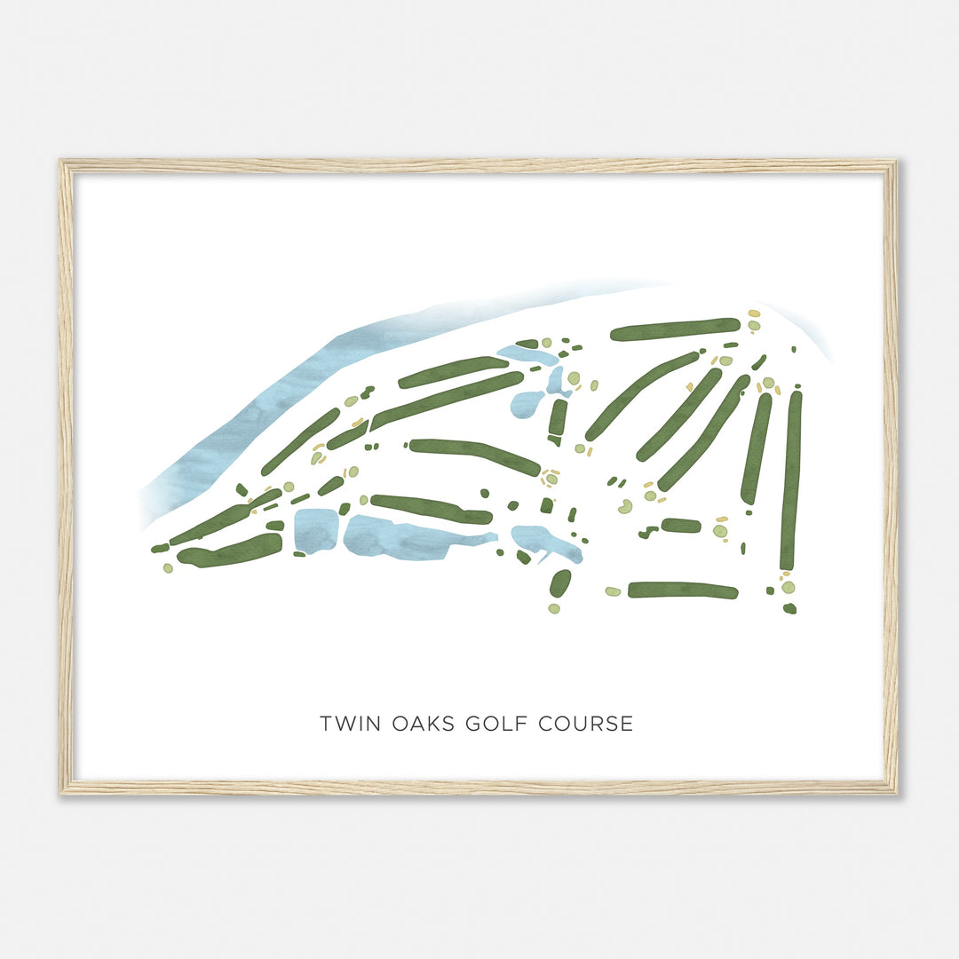 Print of Twin Oaks Golf Course Modern Map