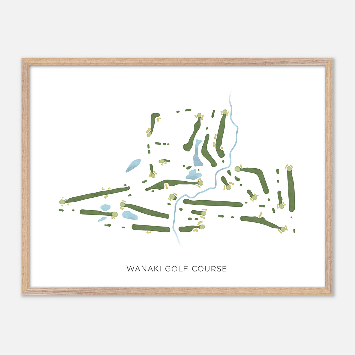 Print of Wanaki Golf Course Modern Map