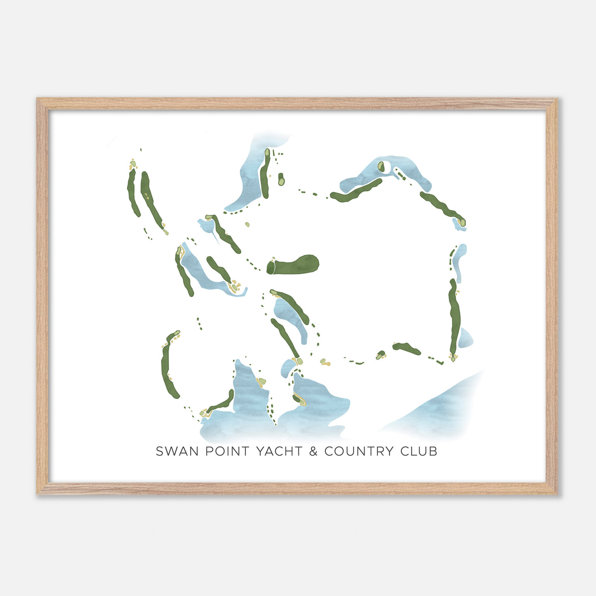 Print of Swan Point Yacht & Country Club Modern Map