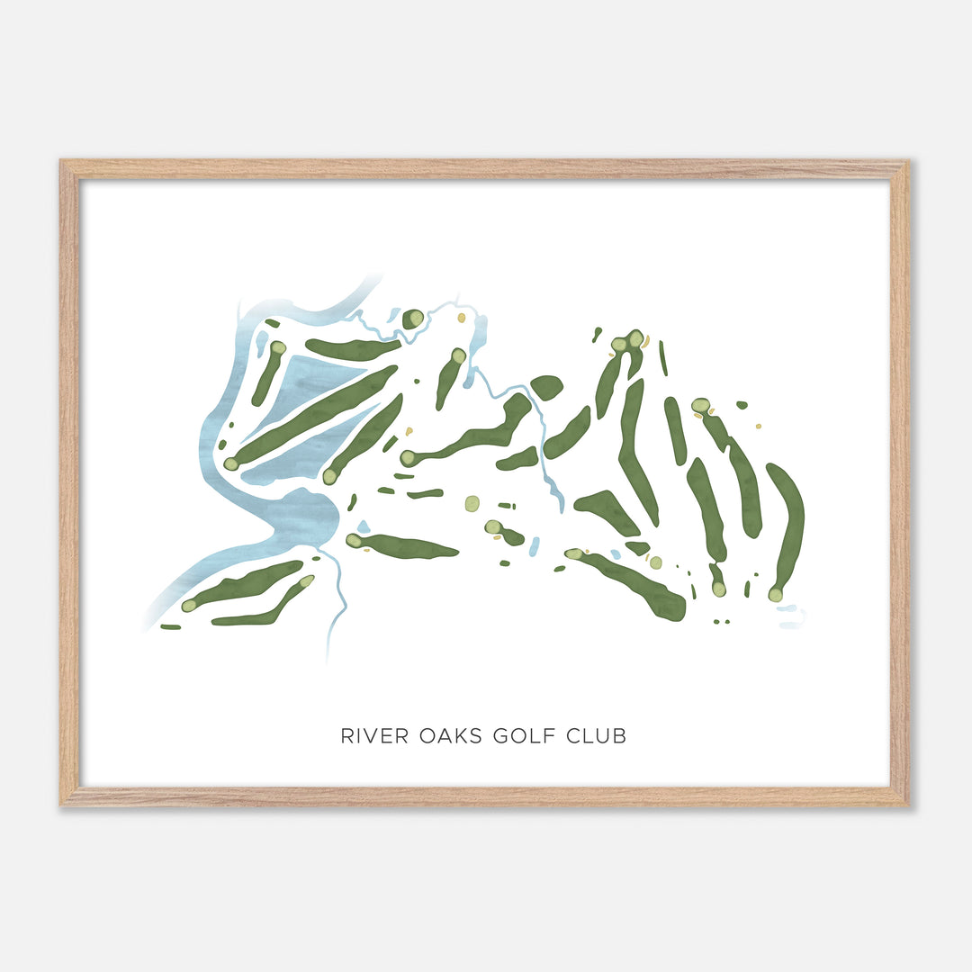 Print of River Oaks Golf Club Modern Map