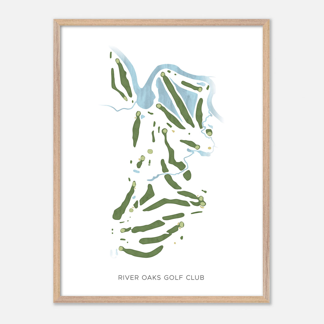 Print of River Oaks Golf Club Modern Map