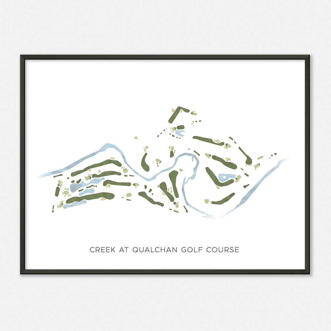 Print of Creek At Qualchan Golf Course Modern Map