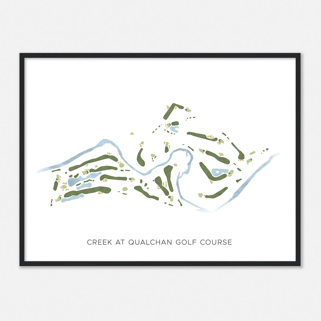 Print of Creek At Qualchan Golf Course Modern Map