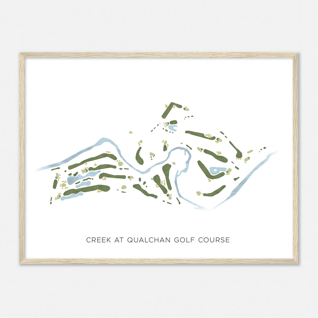 Print of Creek At Qualchan Golf Course Modern Map