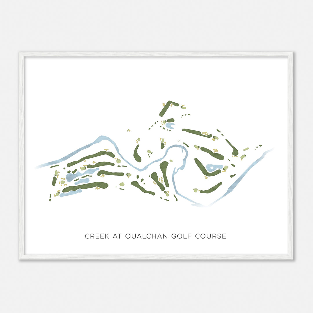 Print of Creek At Qualchan Golf Course Modern Map