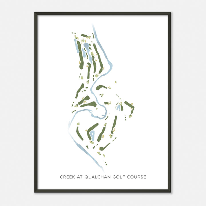 Print of Creek At Qualchan Golf Course Modern Map