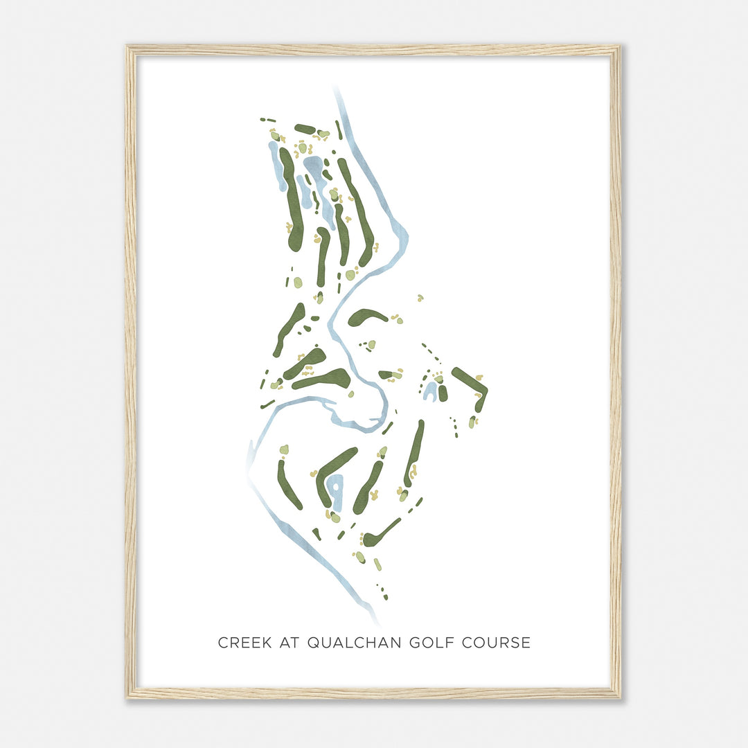 Print of Creek At Qualchan Golf Course Modern Map