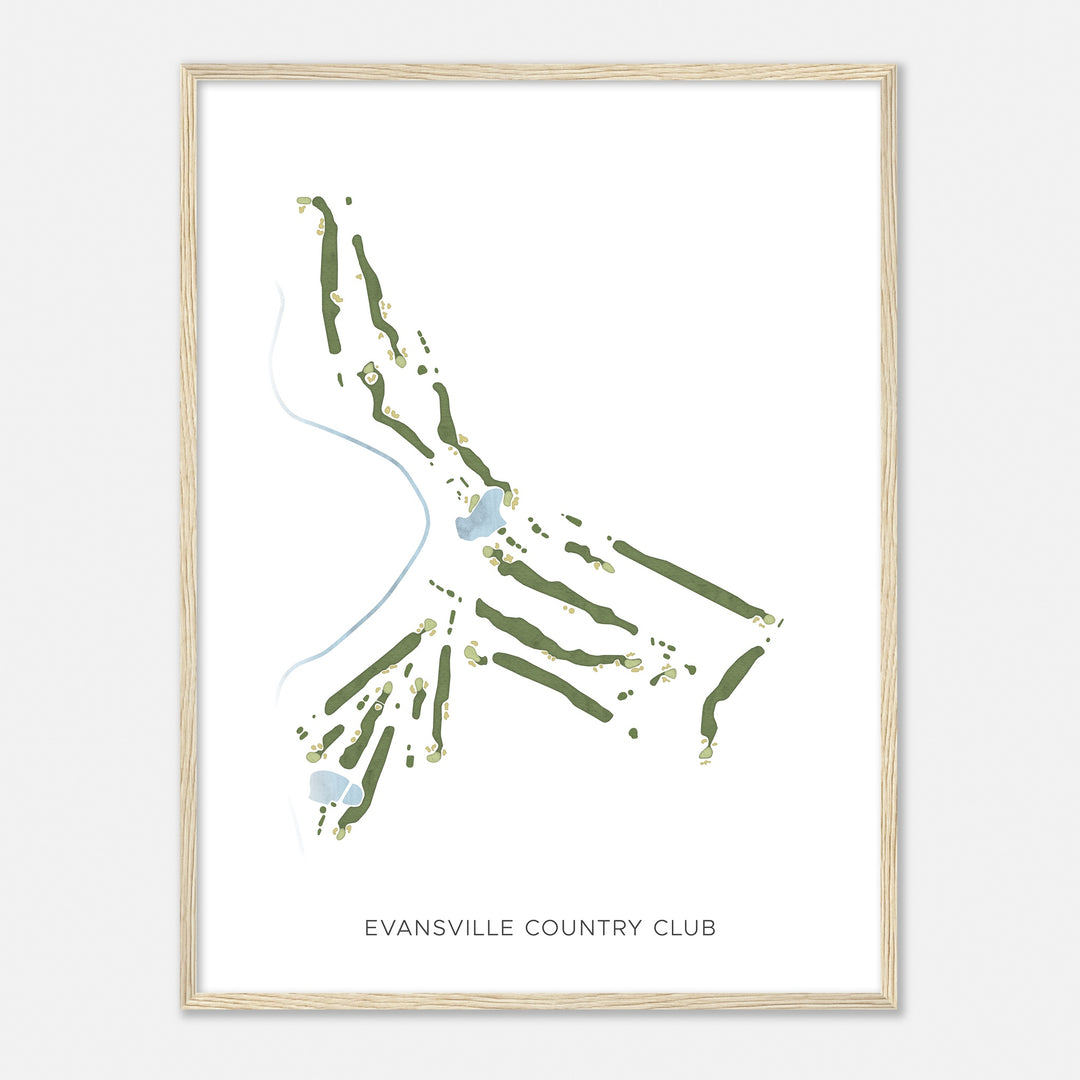 Print of Evansville Country Club Modern Map