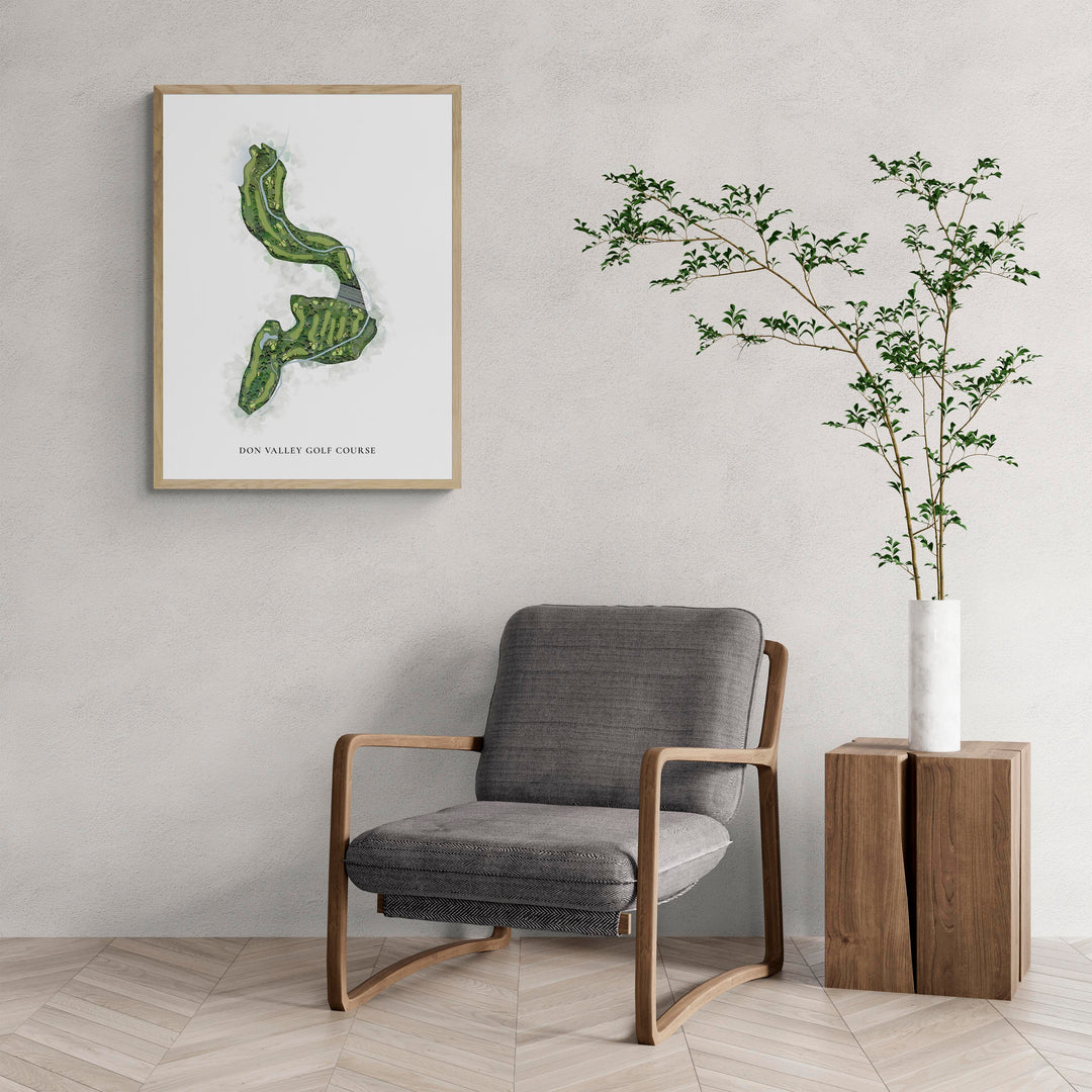 Classic Map of Don Valley Golf Course with a comfy armchair and large plant