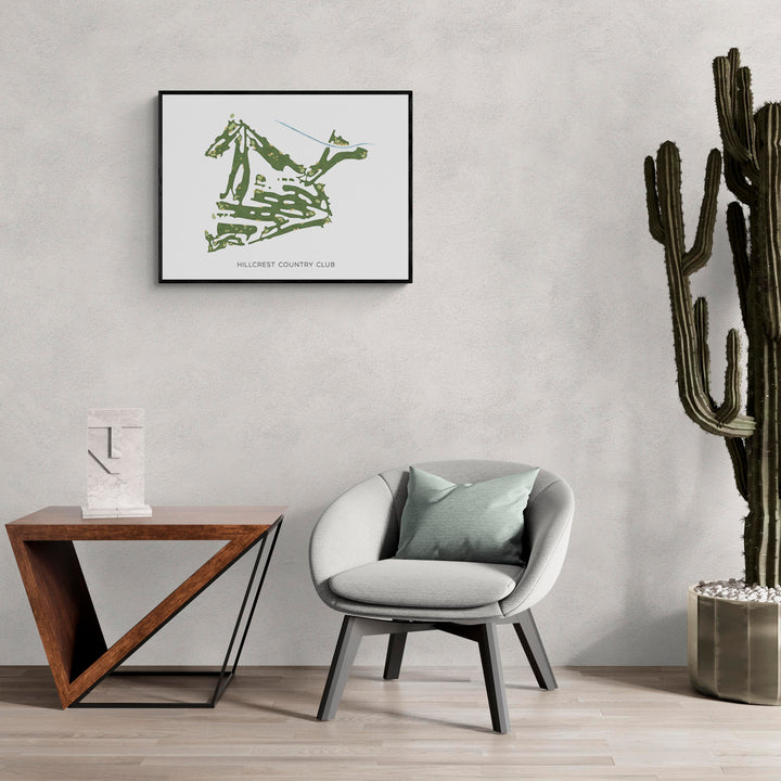 Modern Map of Hillcrest Country Club in a living room with large cactus plant