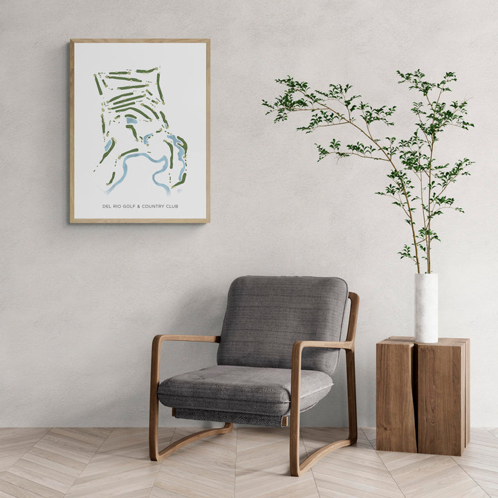 Modern Map of Del Rio Golf &amp; Country Club with a comfy armchair and large plant