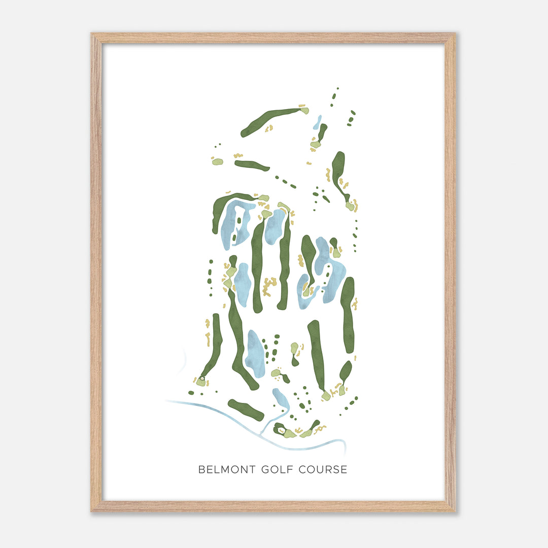 Print of Belmont Golf Course Modern Map