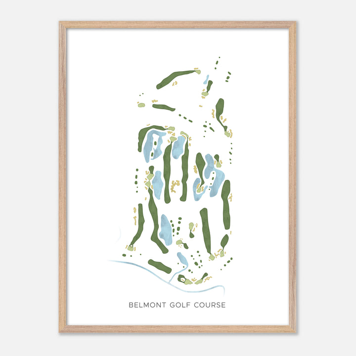 Print of Belmont Golf Course Modern Map