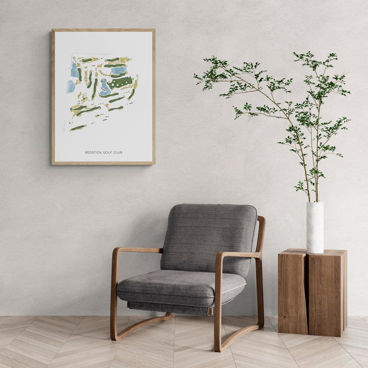 Modern Map of Redstick Golf Club with a comfy armchair and large plant