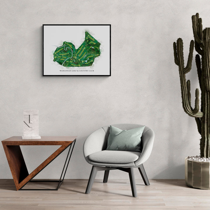 Classic Map of Wahconah Golf & Country Club in a living room with large cactus plant