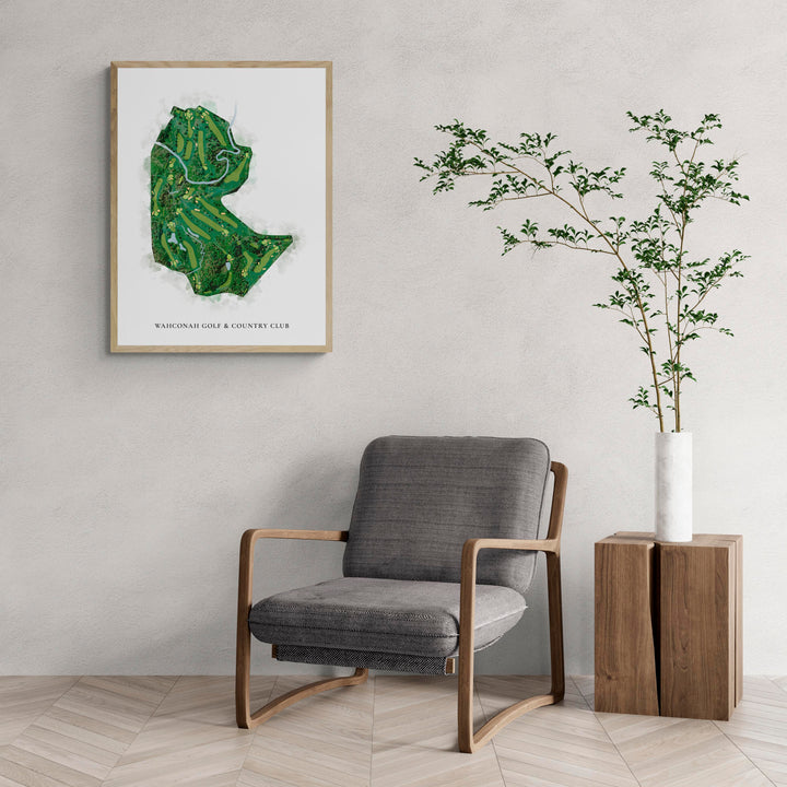 Classic Map of Wahconah Golf & Country Club with a comfy armchair and large plant