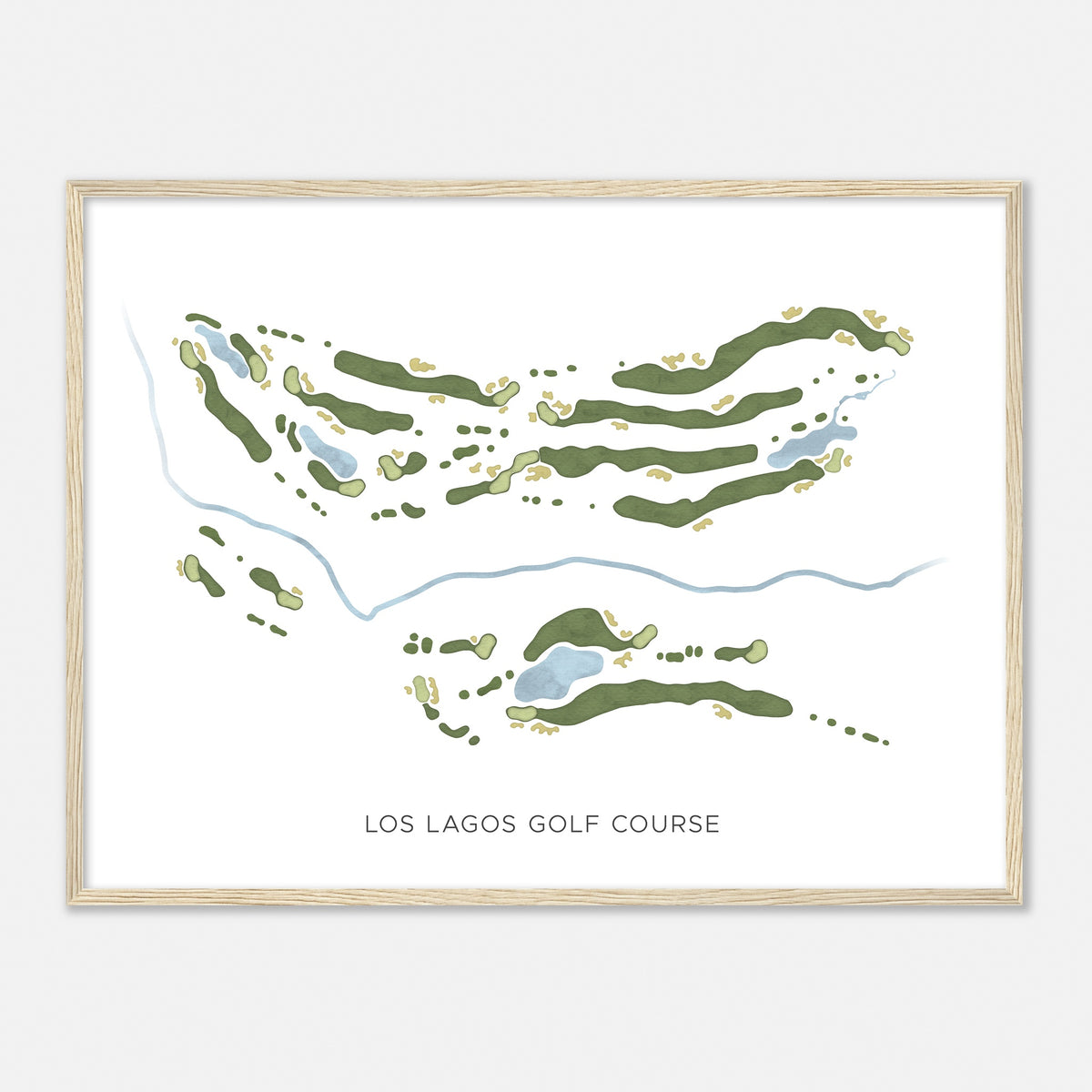 Print of Los Lagos Golf Course Modern Map