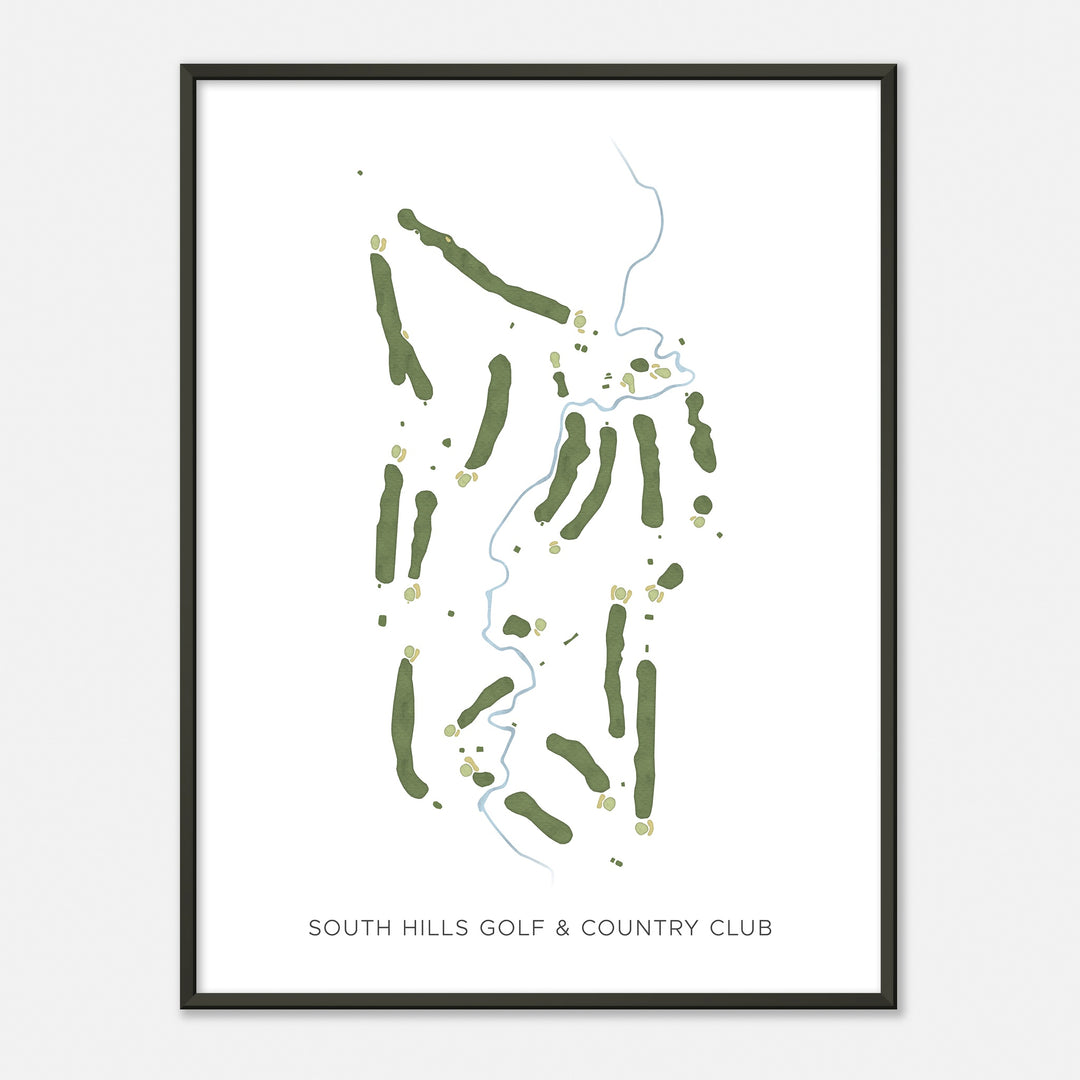 Print of South Hills Golf & Country Club Modern Map