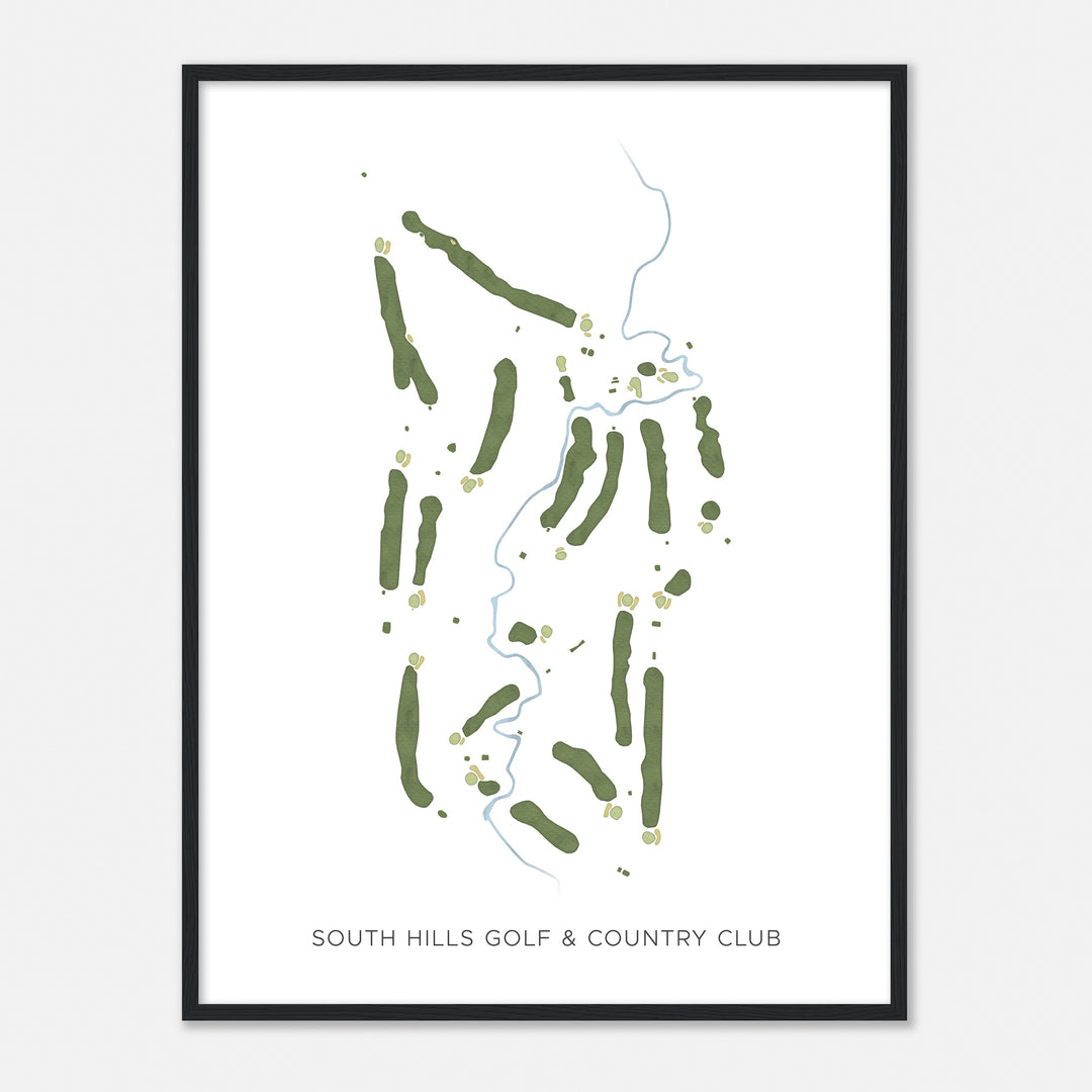 Print of South Hills Golf & Country Club Modern Map